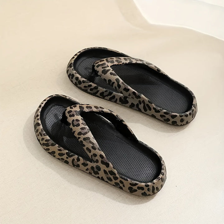 Breathable & Non-slip Summer Slippers with Print for Women - Kaja-Khaki-3.5-Nora Luxe
