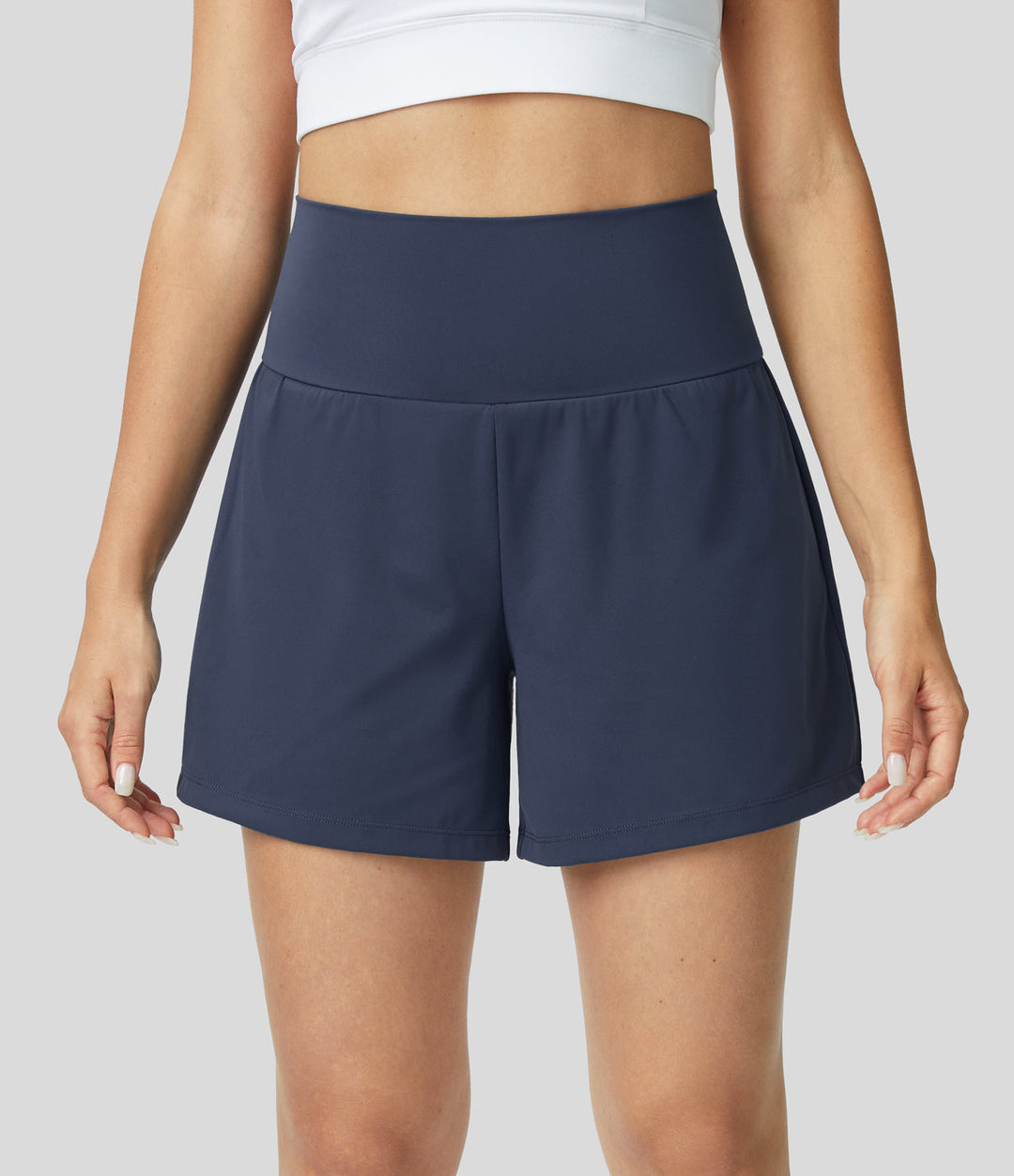 Breathable & Quick-drying High-Waist Fitness Shorts for Women – Mirabella-Navy blue-S-Nora Luxe