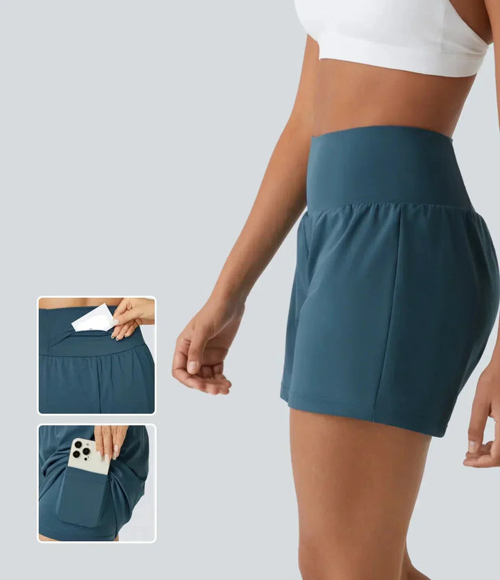 Breathable & Quick-drying High-Waist Fitness Shorts for Women – Mirabella-Turquoise blue-S-Nora Luxe
