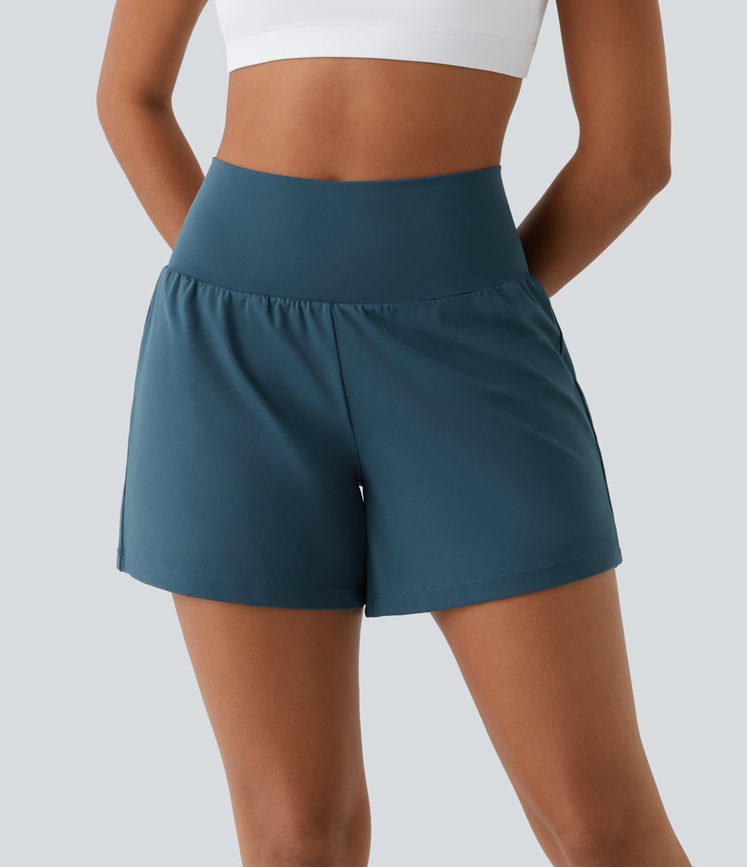 Breathable & Quick-drying High-Waist Fitness Shorts for Women – Mirabella-Turquoise blue-S-Nora Luxe
