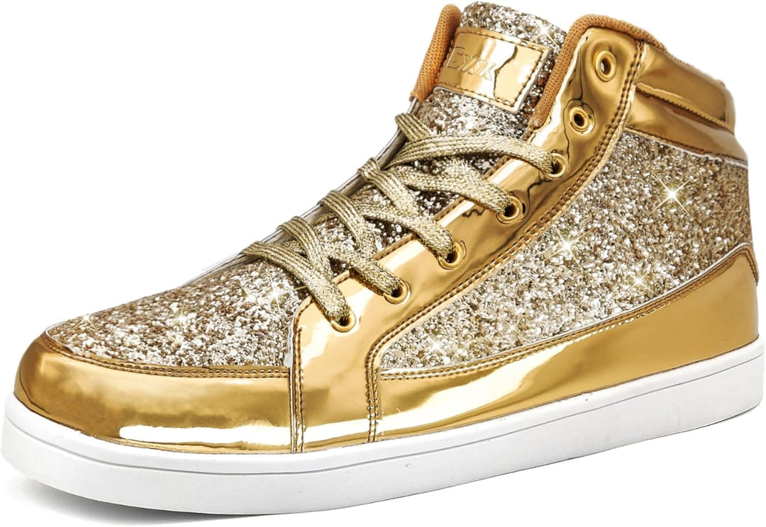 Casual Glitter Sneakers - NeonFlash-Gold-5.5-Nora Luxe