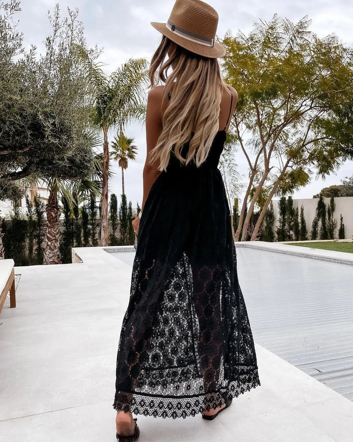Casual Linen Playsuit with Loose Fit – Noralie-Black-S-State of Style