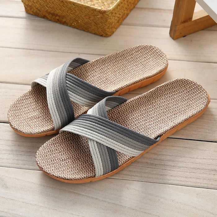 Casual Linen Slippers for Men – Atlas-Gray-6.5 - 7.5-State of Style