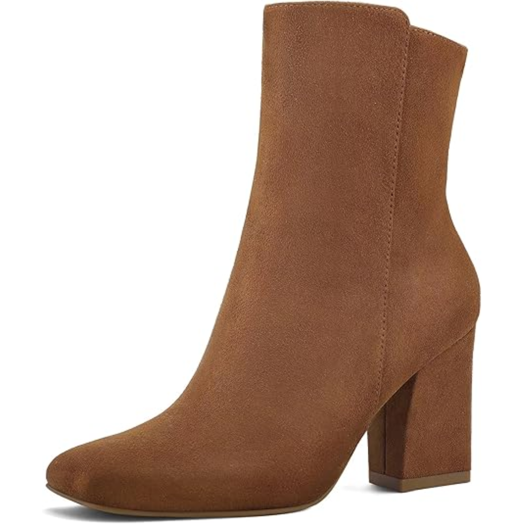 Chunky Block Heel Ankle Boots - Jamie-Brown-2.5-Nora Luxe