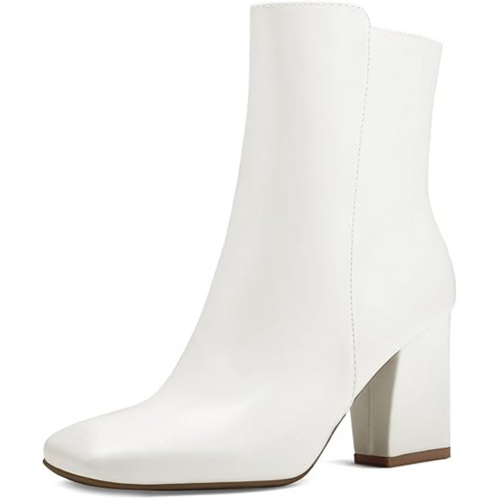 Chunky Block Heel Ankle Boots - Jamie-White PU-2.5-Nora Luxe