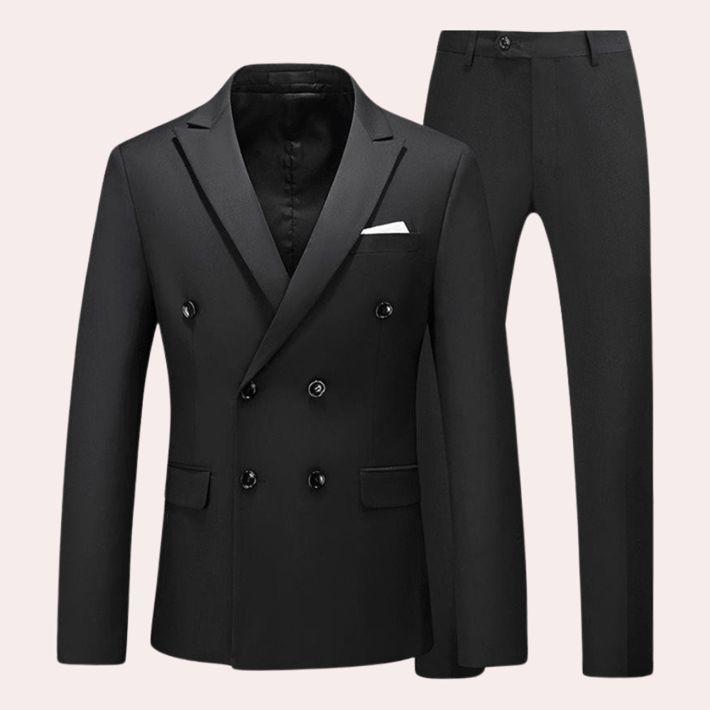 Classic 2-piece Men's Suit - Vincent-Black-M-Nora Luxe