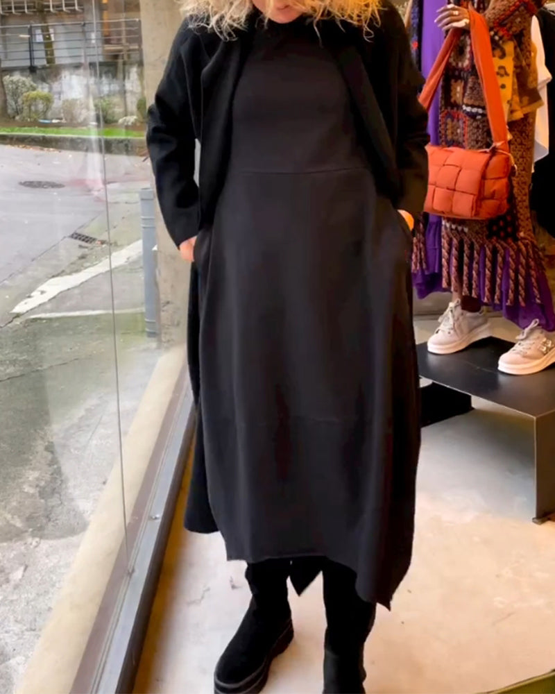 Classic Black Midi Dress - Sofia-S-Nora Luxe
