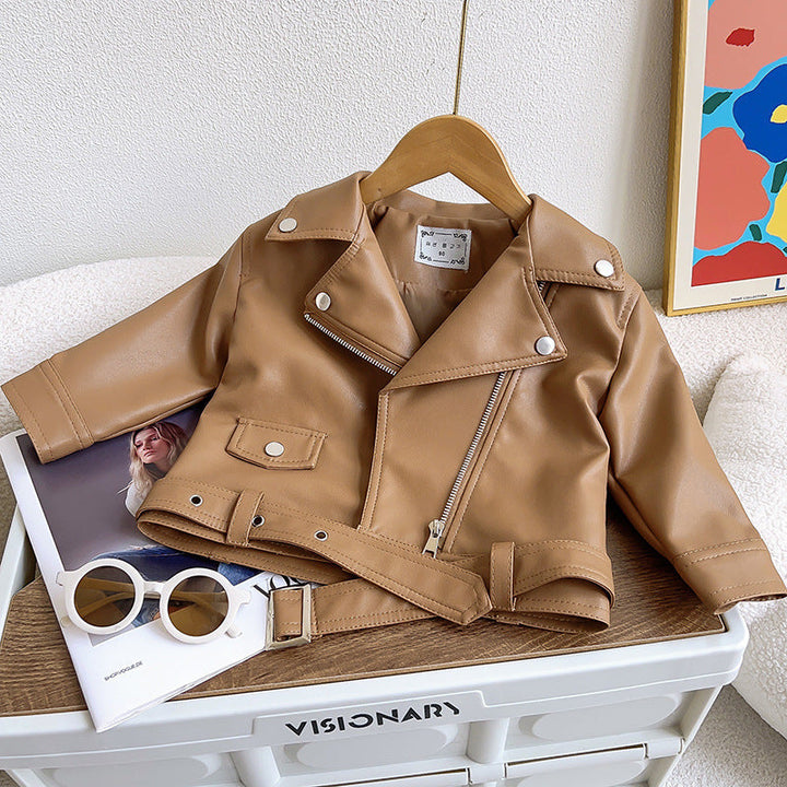 Classic Leather Jackets for Boys-Brown-12-24M (90)-Nora Luxe