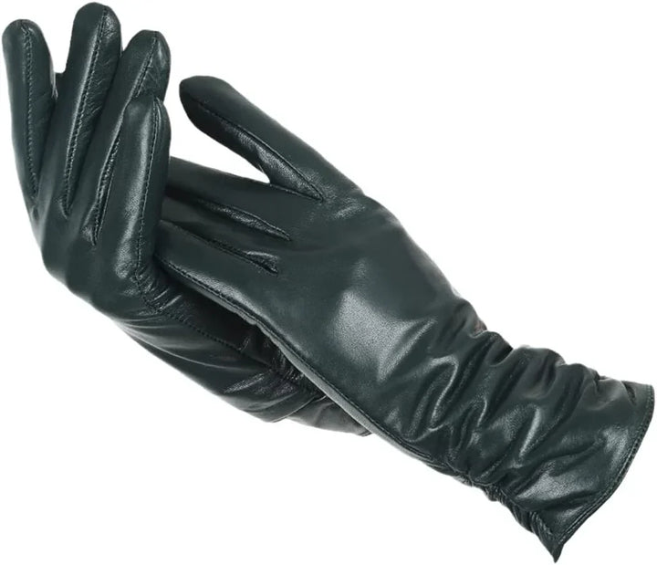 Classic Leather Women's Gloves - LuxLeather-Dark Green-S-Nora Luxe