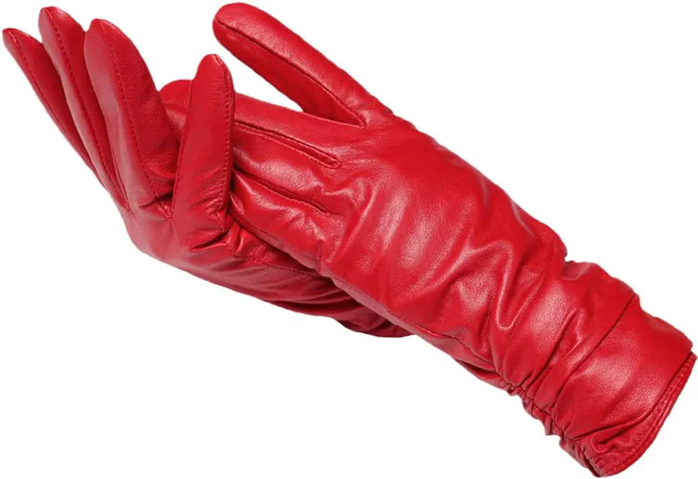 Classic Leather Women's Gloves - LuxLeather-Red-S-Nora Luxe