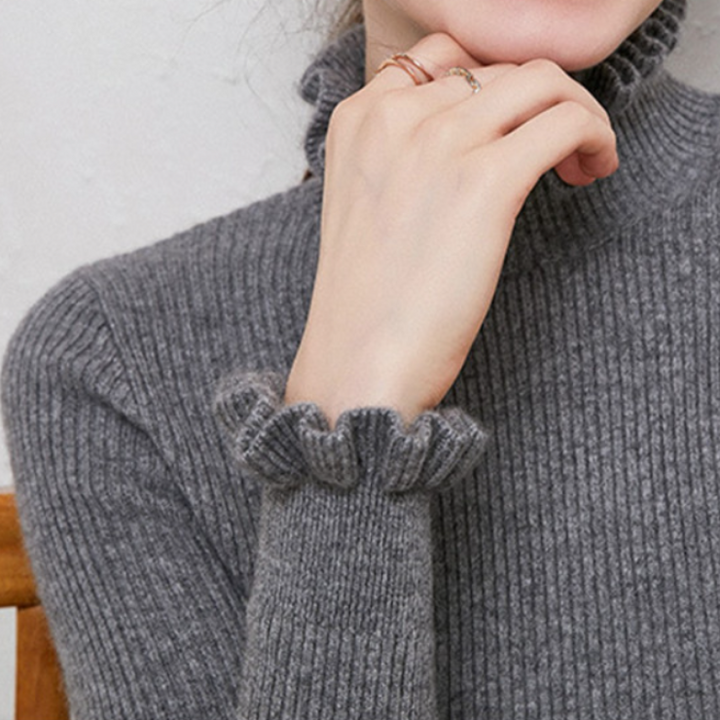 Comfortable Cashmere Women's Turtleneck - Aurélie-Gray-S-Nora Luxe