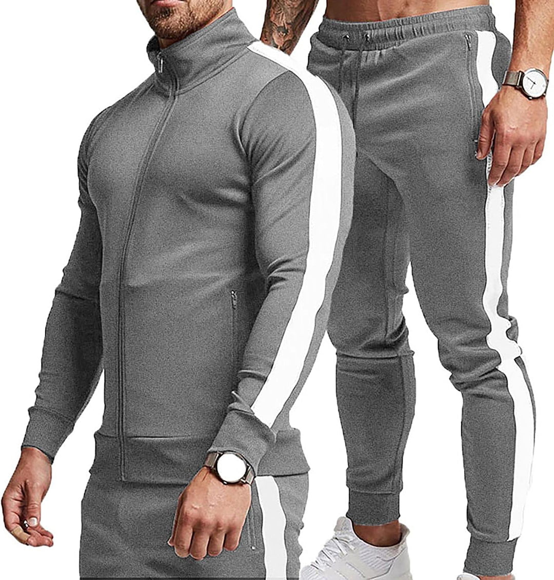 Comfortable Casual Men's Tracksuit - Logan-Gray/White-S-Nora Luxe