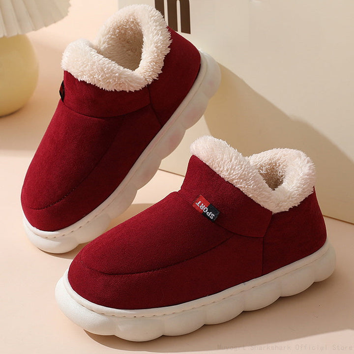 Comfortable Fur Slippers - Sofie-Bordeaux Red-4.5-Nora Luxe