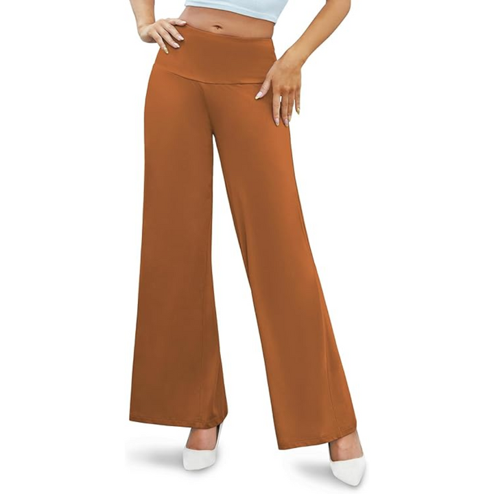 Comfortable High Waist Wide Palazzo Trousers - Oriana-Coffee-S-Nora Luxe