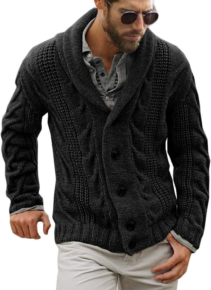 Comfortable Knitted Men's Cardigan - Lucas-Black-M-Nora Luxe