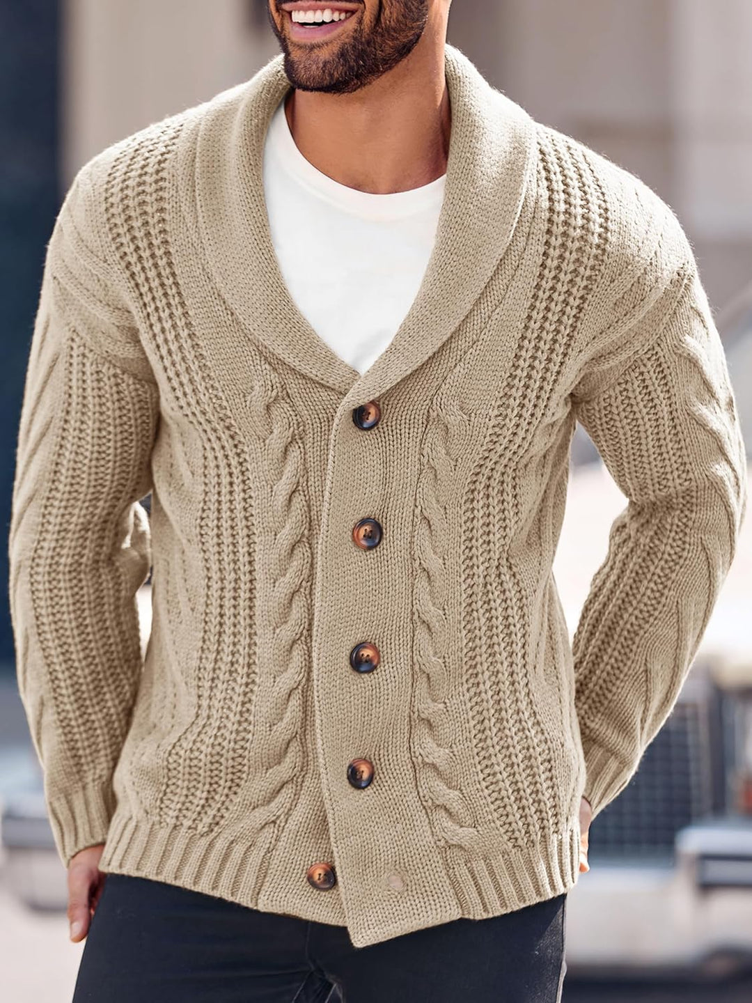Comfortable Knitted Men's Cardigan - Lucas-Green-M-Nora Luxe