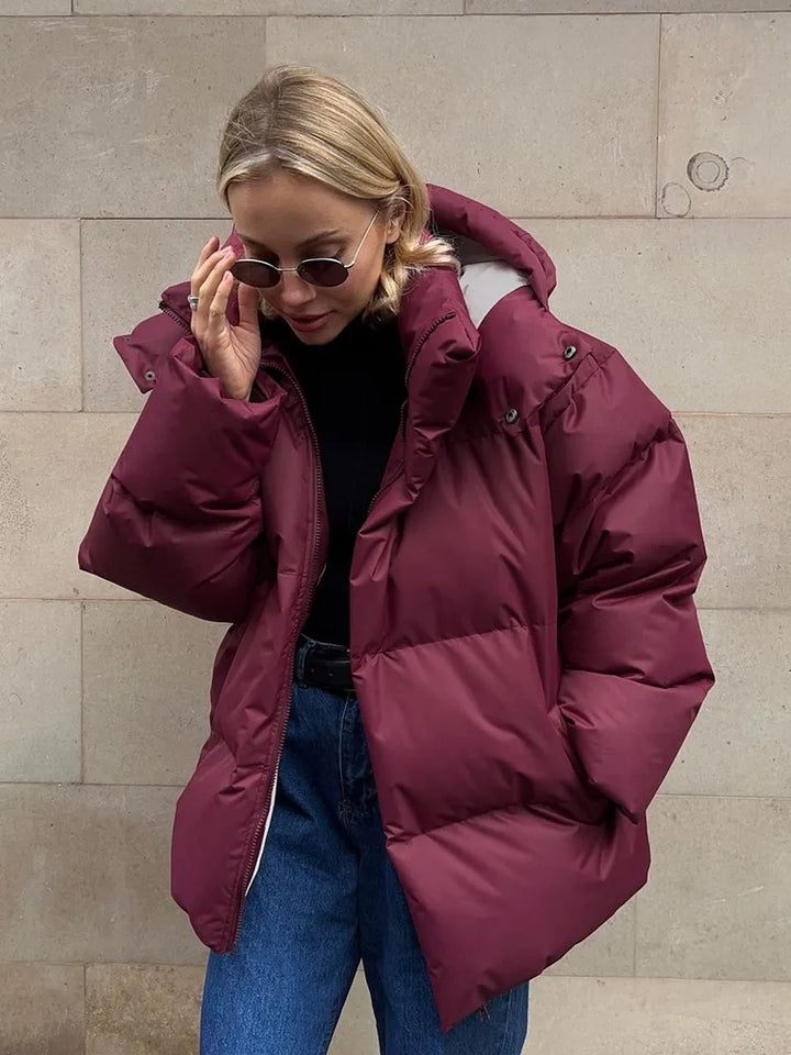 Comfortable Ladies Winter Coat - Aurora Luxe-Red-S-Nora Luxe