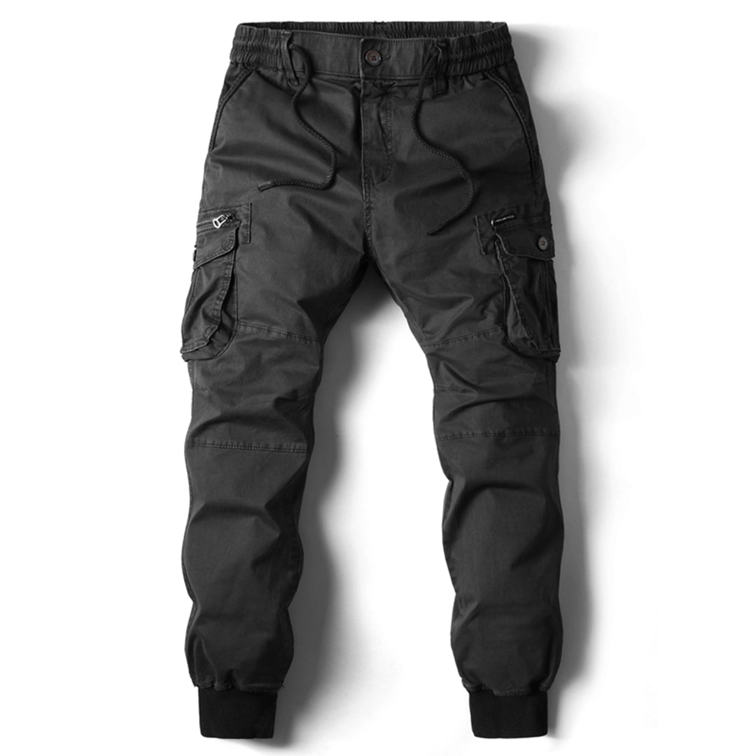 Comfortable Men's Cargo Trousers - Hunter-Black-29-Nora Luxe