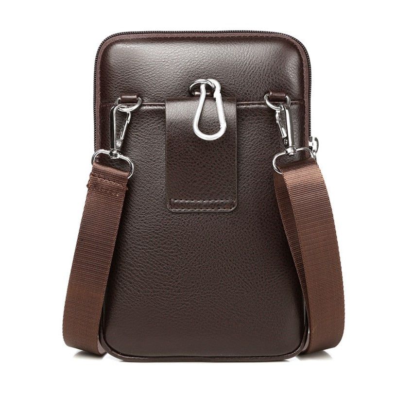 Compact PU Leather Crossbody Bag for Men with Adjustable Strap