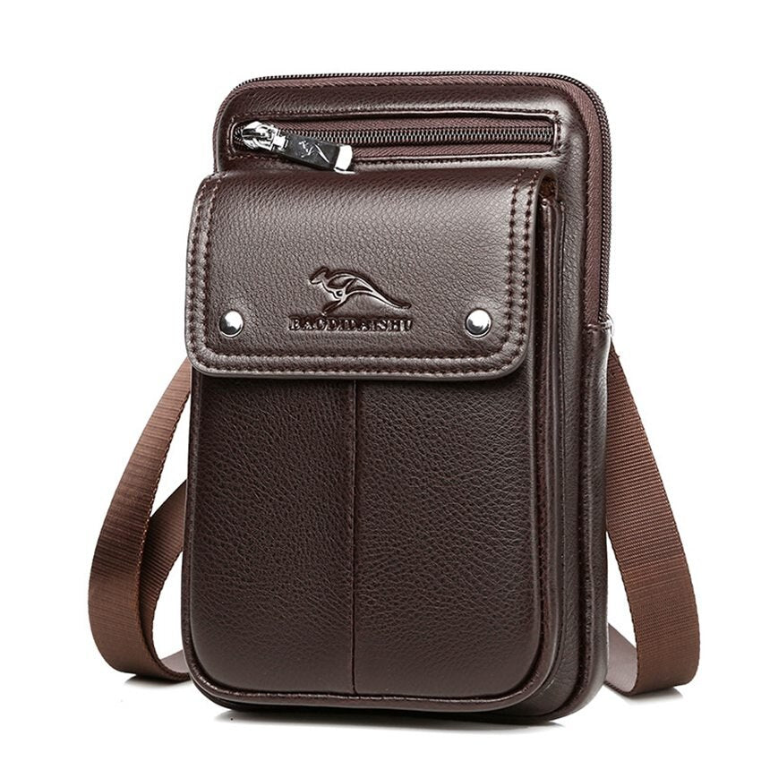 Compact PU Leather Crossbody Bag for Men with Adjustable Strap
