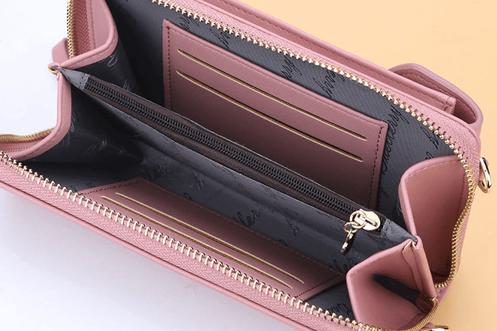 Compact PU Leather Crossbody Shoulder Bag with Adjustable Strap