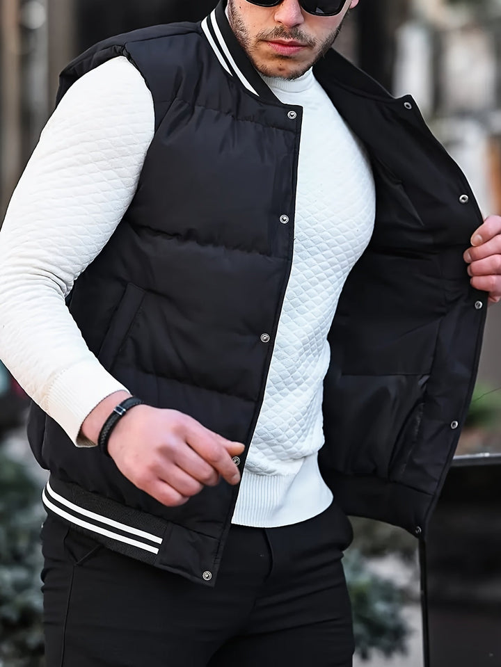 Contrast Colour Striped Gilet - Noah-Black-XS-Nora Luxe