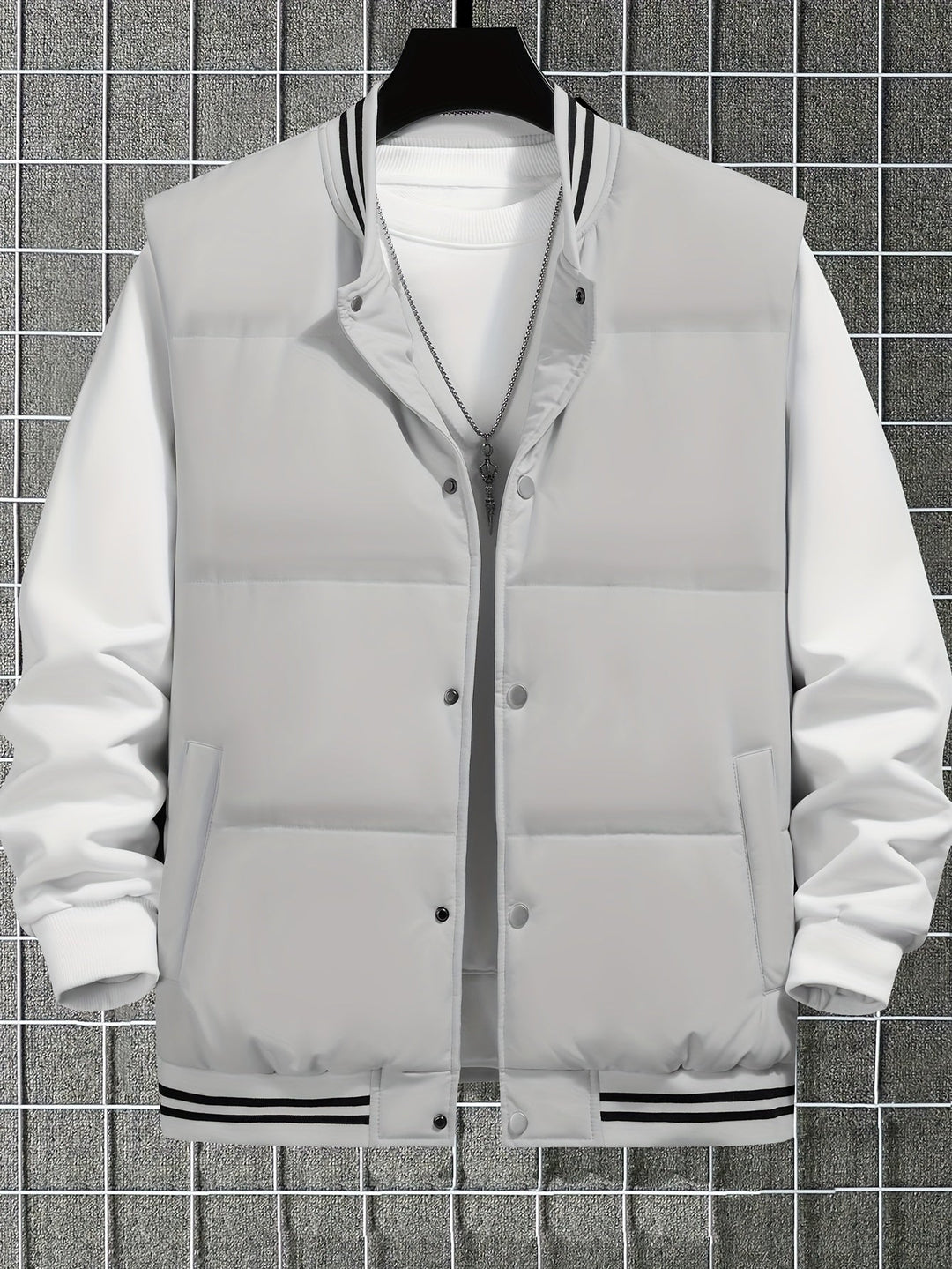 Contrast Colour Striped Gilet - Noah-Light gray-XS-Nora Luxe