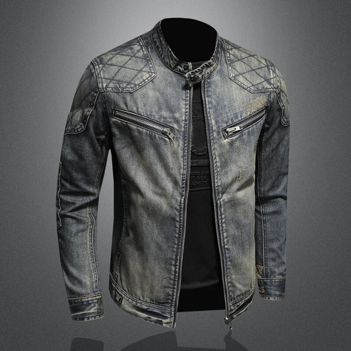 Cool Denim Jacket for Men - Rafael-Denim with Flag-S-Nora Luxe