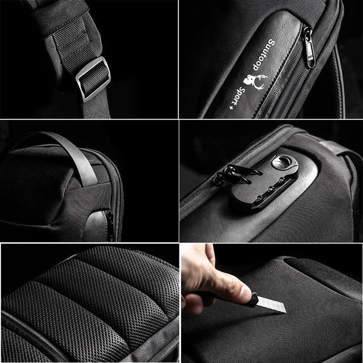 Compact Water-Resistant Crossbody Bag for Men – Anti-Theft with USB Charging