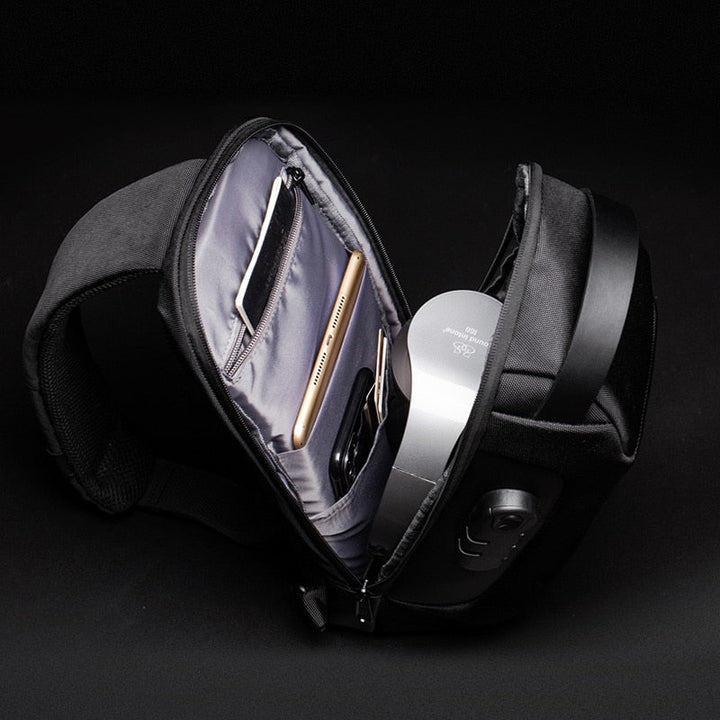 Compact Water-Resistant Crossbody Bag for Men – Anti-Theft with USB Charging