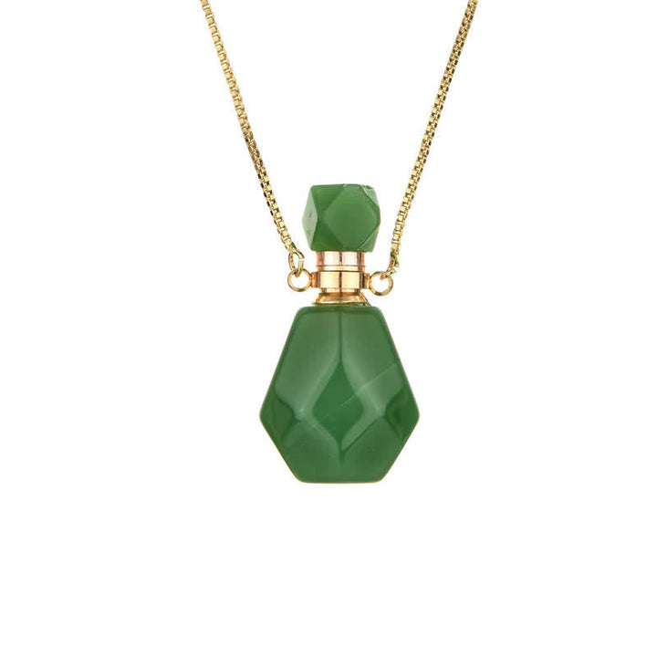 Crystal Perfume Bottle Necklace - Iris-Green Aventurine-Nora Luxe