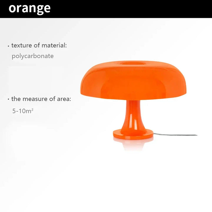 DESIGNER LED TOADSTOOL TABLE LAMP - MODERN MINIMALIST FOR BEDROOM & LIVING ROOM-Orange-EU Plug-Nora Luxe
