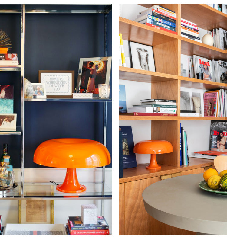 DESIGNER LED TOADSTOOL TABLE LAMP - MODERN MINIMALIST FOR BEDROOM & LIVING ROOM-Orange-EU Plug-Nora Luxe