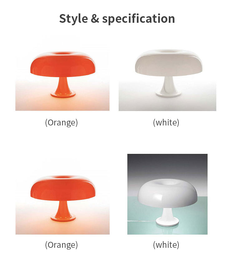 DESIGNER LED TOADSTOOL TABLE LAMP - MODERN MINIMALIST FOR BEDROOM & LIVING ROOM-Orange-EU Plug-Nora Luxe