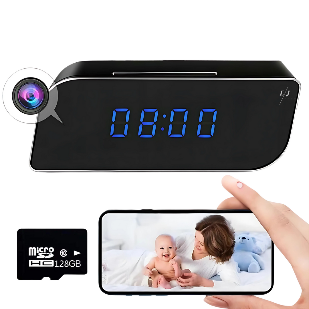 Digital Alarm Clock with Hidden Surveillance Camera – StealthClock Cam-128 GB-Nora Luxe
