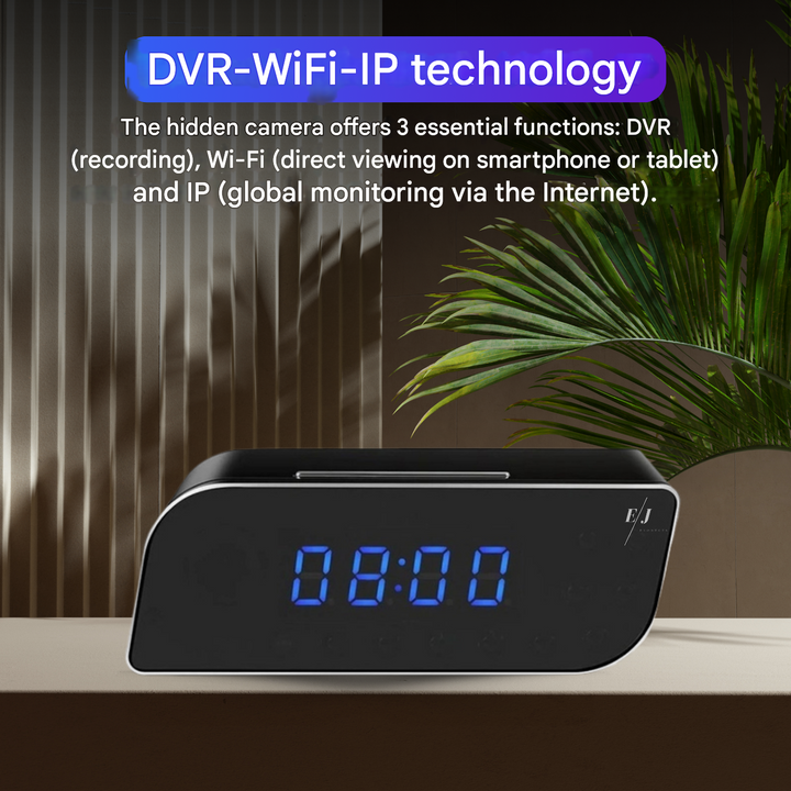 Digital Alarm Clock with Hidden Surveillance Camera – StealthClock Cam-No memory-Nora Luxe