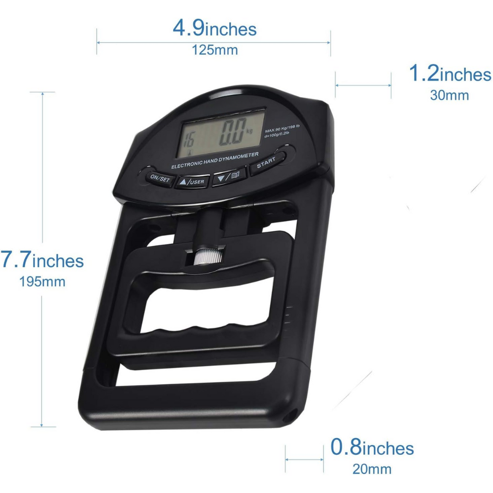Digital Hand Dynamometer Grip Strength Meter - 198.42 lbs Capacity-Black-Nora Luxe