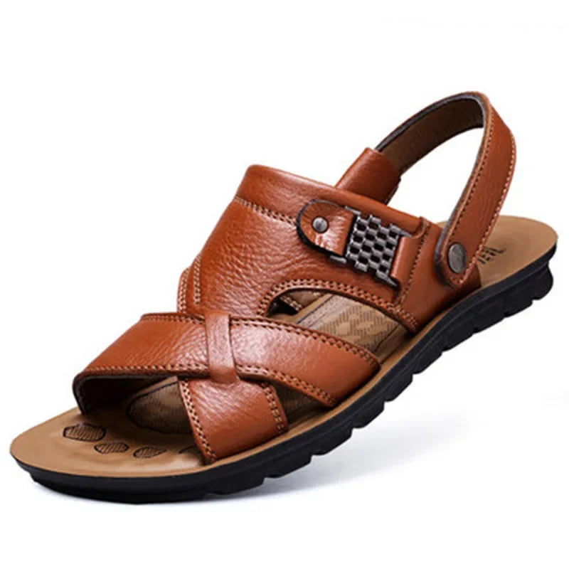 Durable & Breathable Leather Sandals for Men – Tiberius-Yellow-5-Nora Luxe