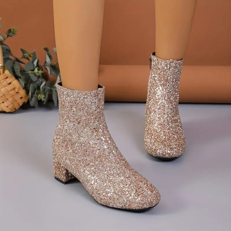 Ladies' Glitter Ankle Boots with Heel – Raelene