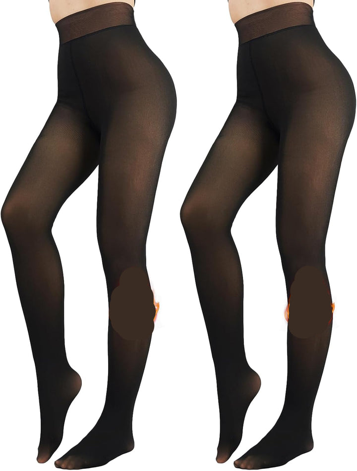 Fleece-lined Tights - Nova-Black + Black-XS-Nora Luxe