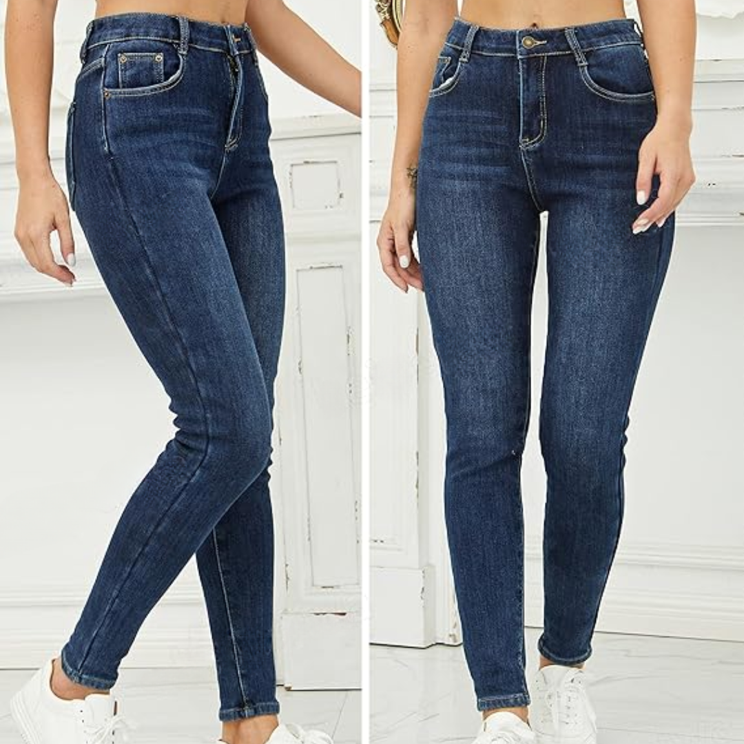 Fleece-Lined Women's Thermal Jeans - Hannah-Black-XS-Nora Luxe