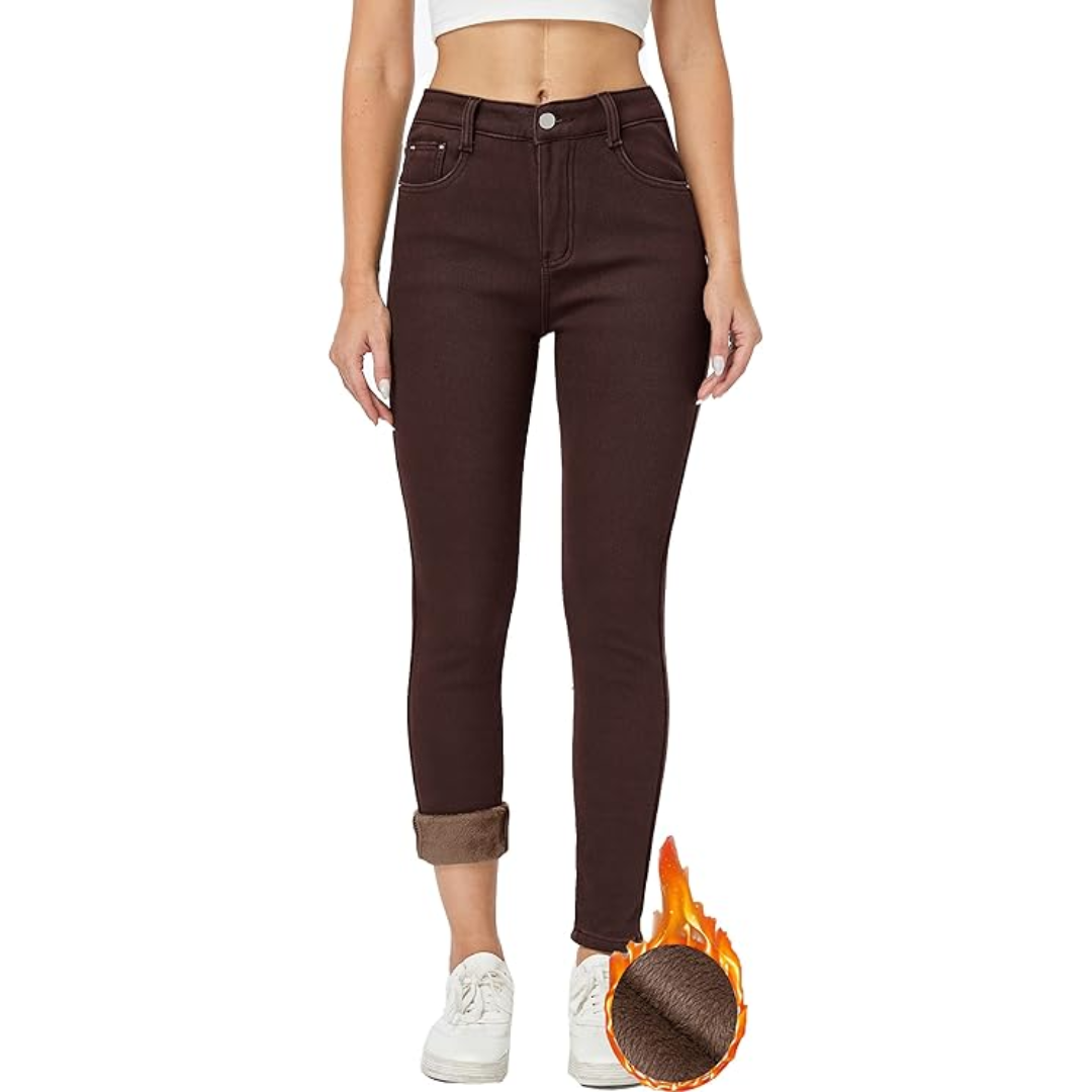 Fleece-Lined Women's Thermal Jeans - Hannah-Black-XS-Nora Luxe
