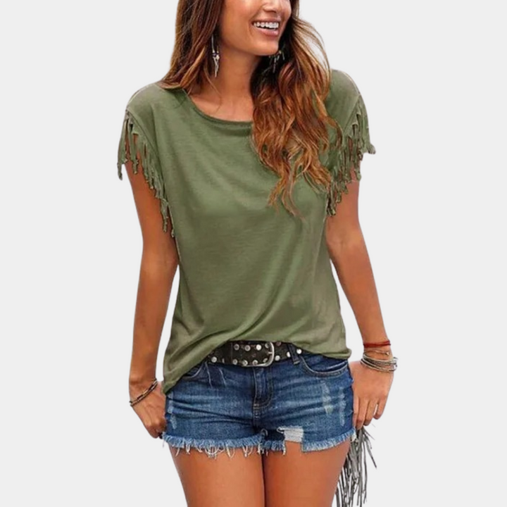 French summer T-shirt with a relaxed fit – Mila-Army green-S-Nora Luxe