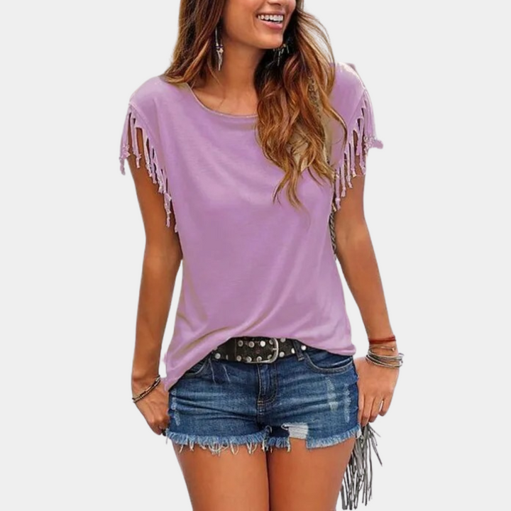 French summer T-shirt with a relaxed fit – Mila-Purple-S-Nora Luxe