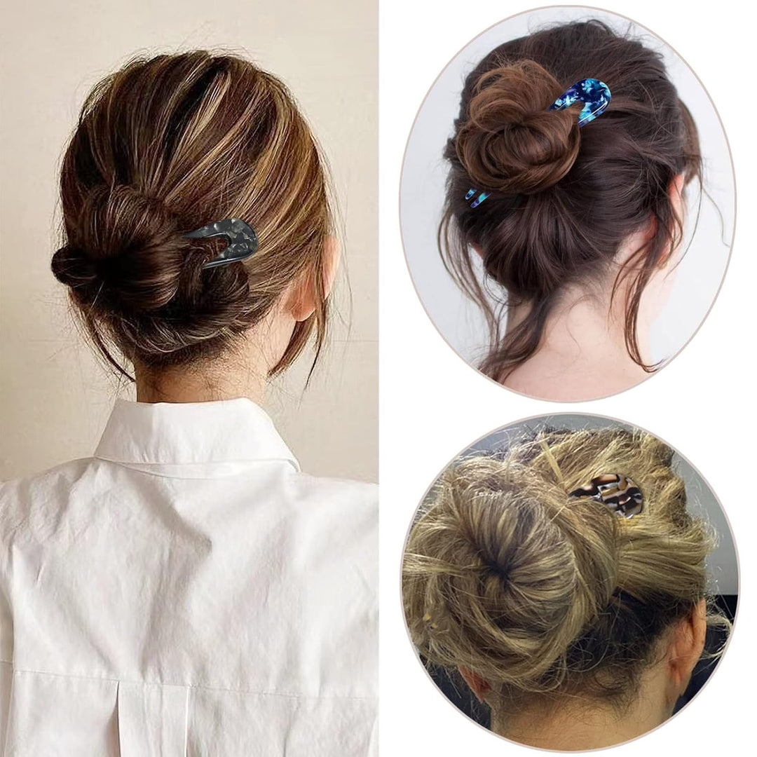French Turtle Hair Forks - U-shaped Hair Pins-Set 1-Nora Luxe