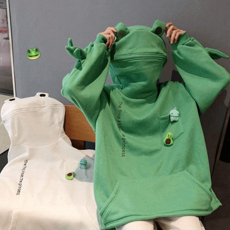 Unisex hoodie with frog design – Froggy