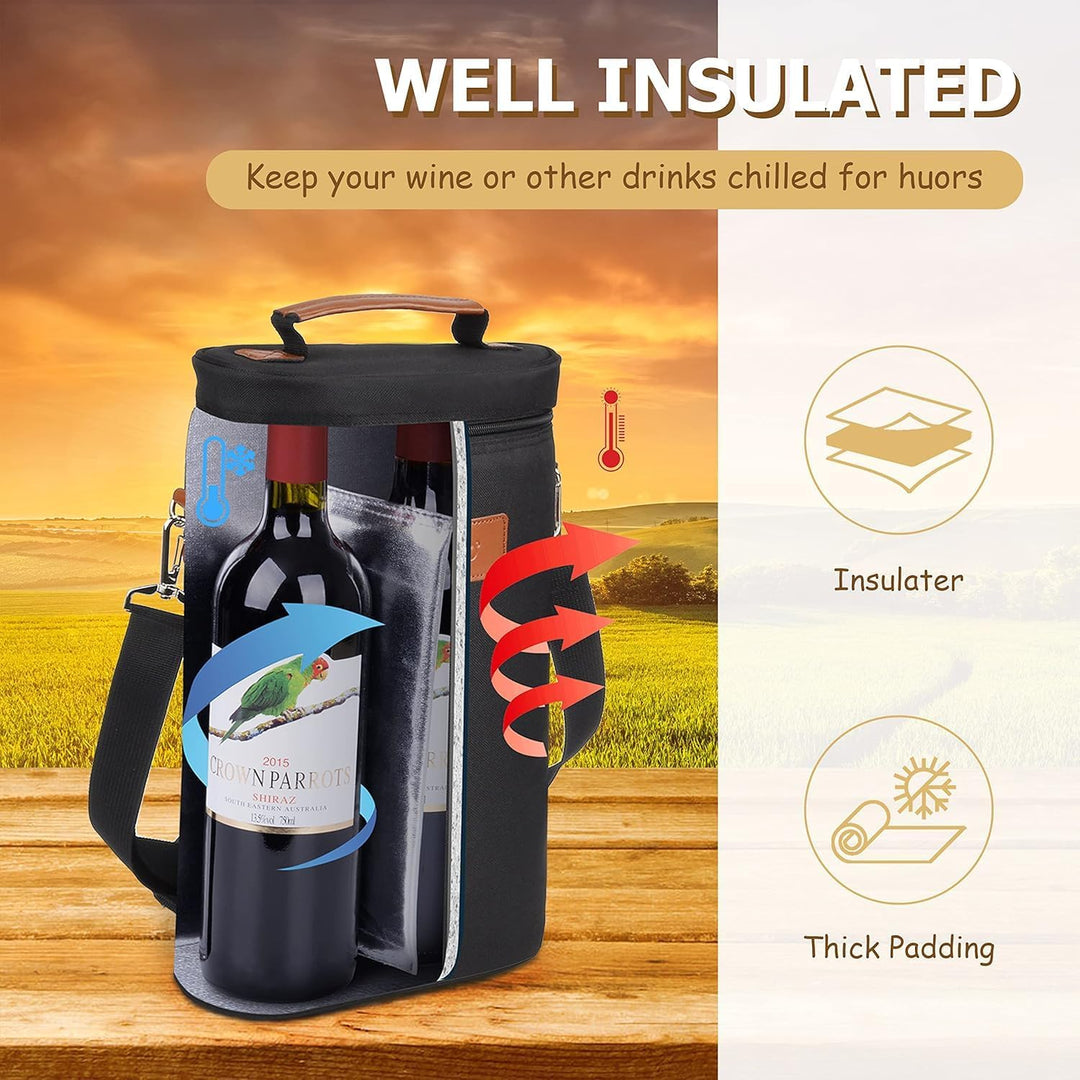 Insulated Dual Wine Bottle Carrier Bag – Buy 1, Get 1 FREE – ChillMate
