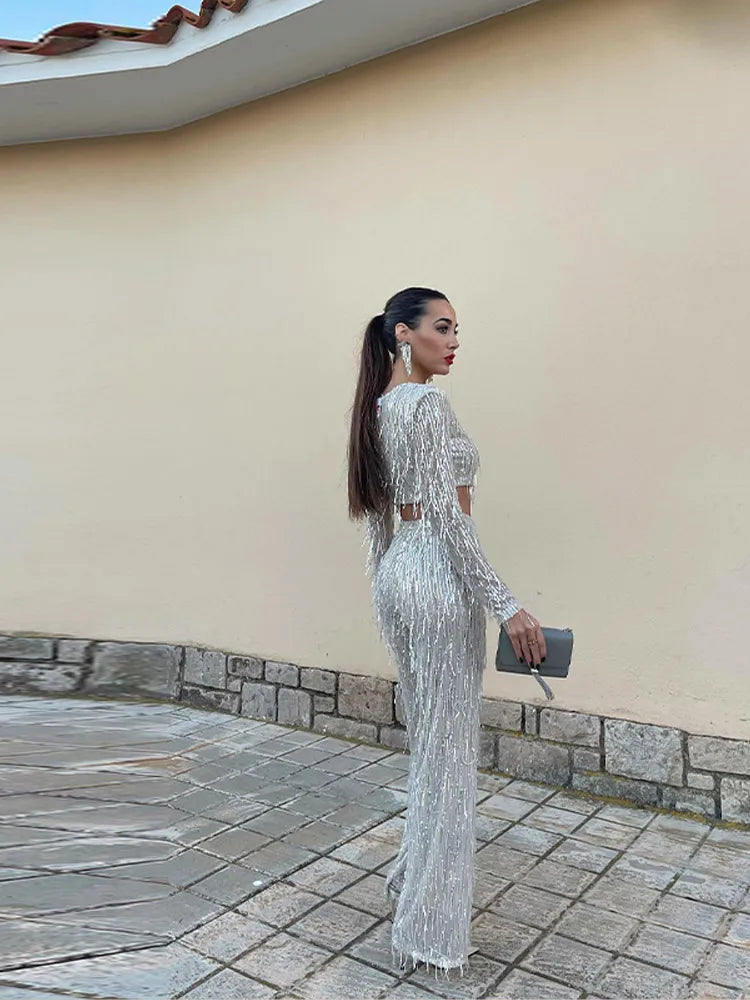 Glamorous Sequin Two-Piece for Women – Celina-Beige-S-Nora Luxe