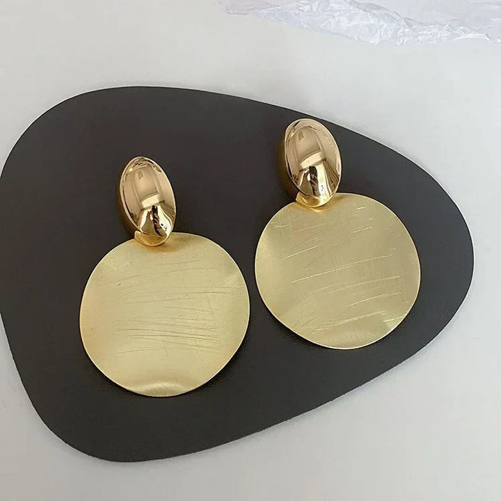Gold Earrings with Round Pendants - Amaya-Nora Luxe