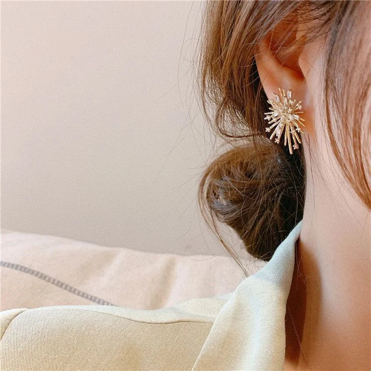 Gold Firework Zirconia Earrings - Livia-Nora Luxe
